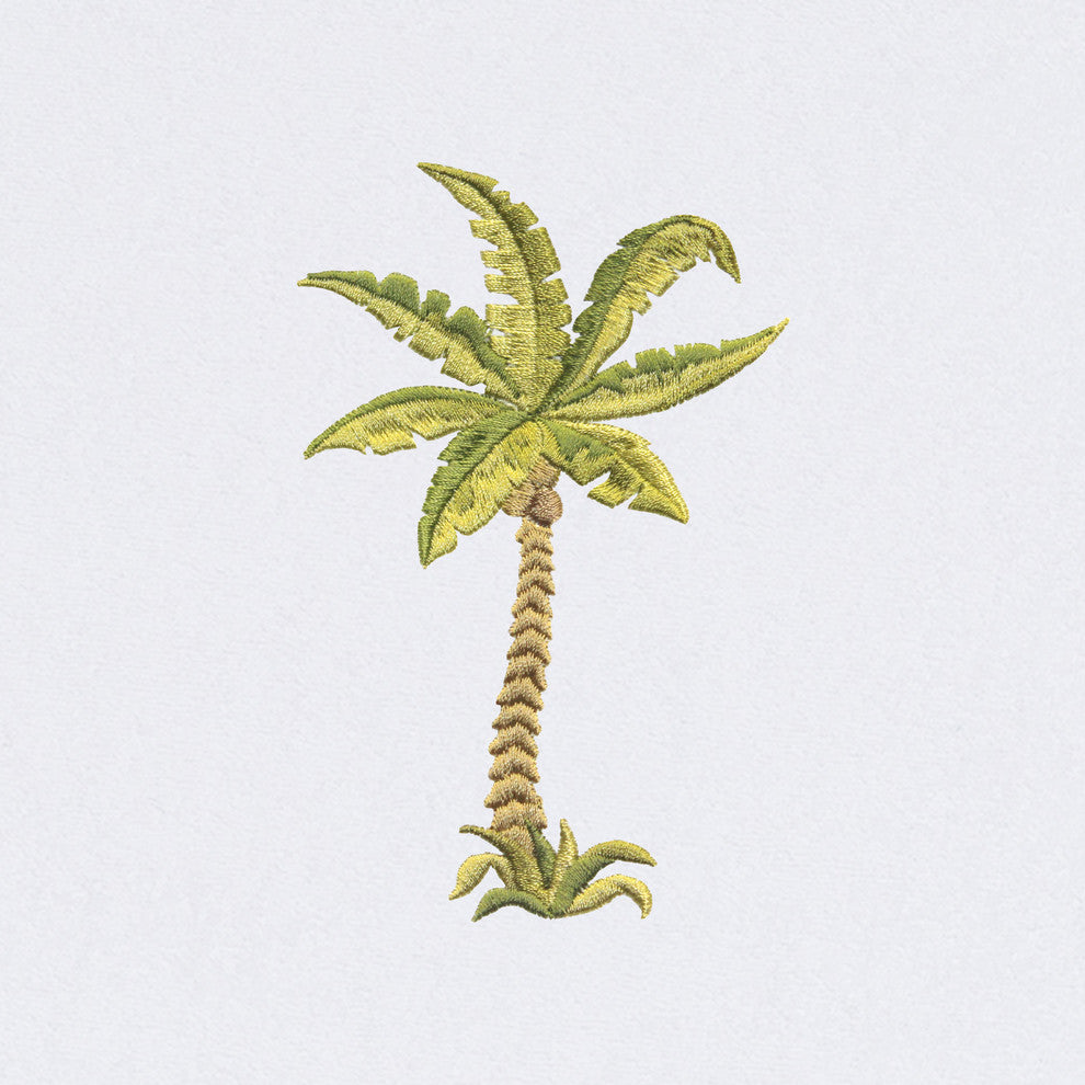 Palm Tree Embroidered Standard Size Chaise Lounge Cover, White