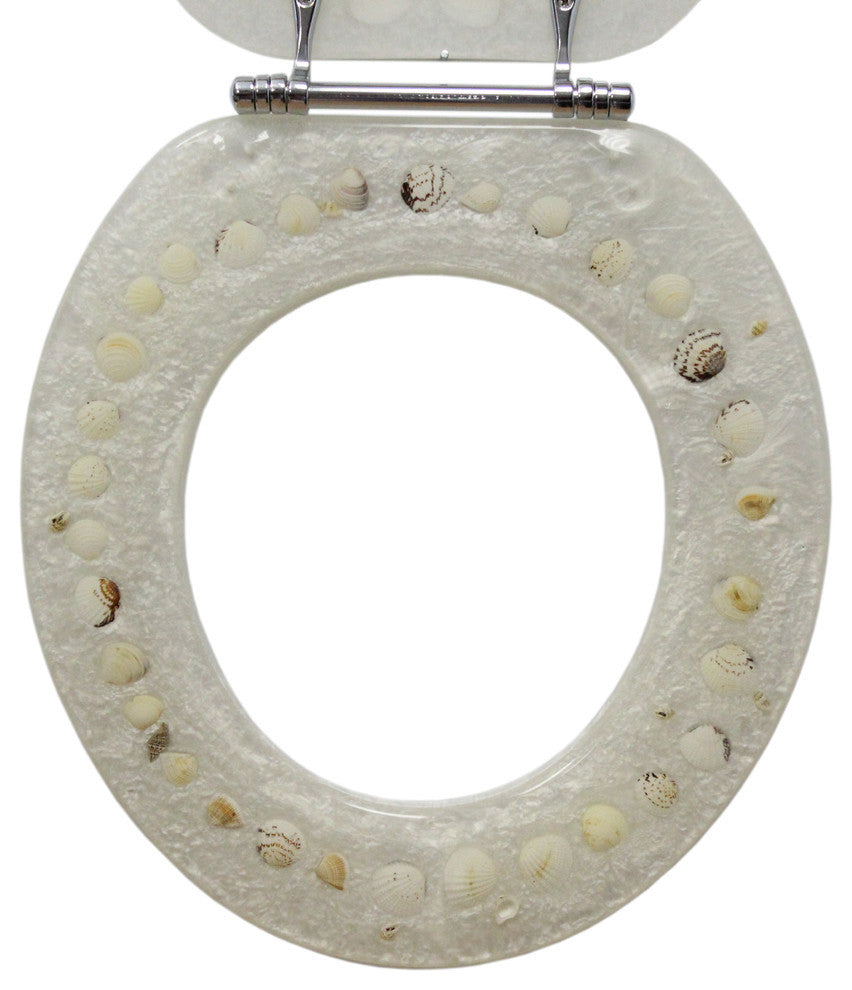 Trimmer Decorative Pearl White Toilet Seat With Shells