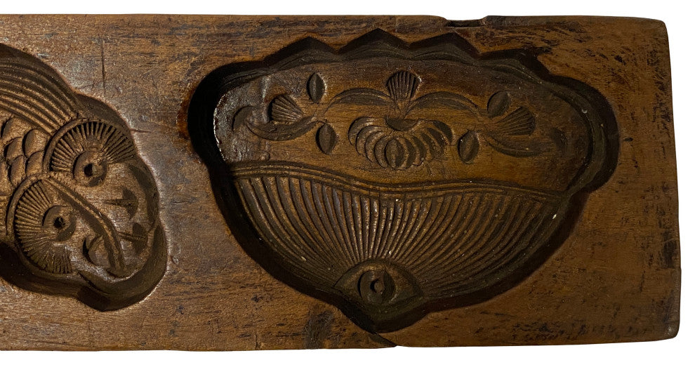 Vintage Wood Flower Fish Pattern Cake Maker Mold Board Hws2438