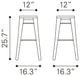 Marius Counter Stool Gunmetal, Set of 2