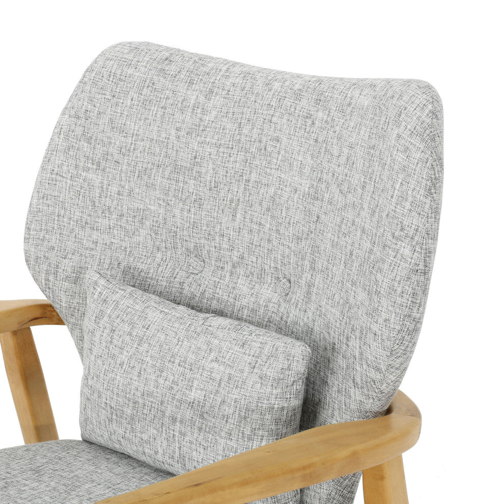 GDF Studio Balen Mid Century Modern Fabric Rocking Chair, Light Gray Tweed
