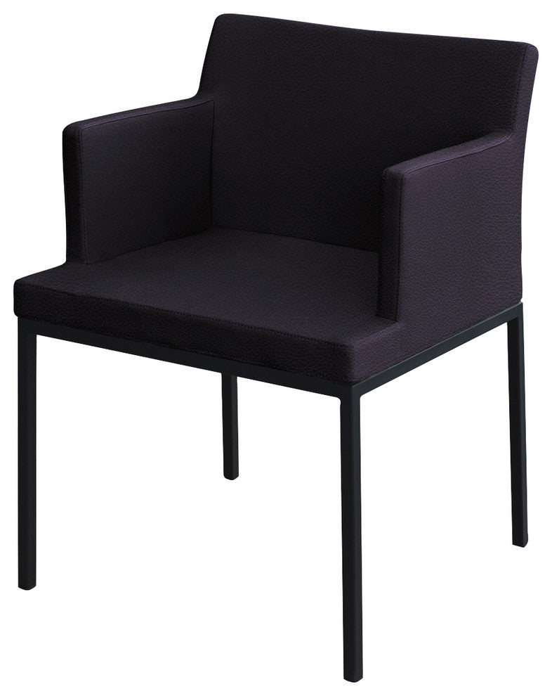 Soho Chrome Chair, Black Powder Base, Black Ppm