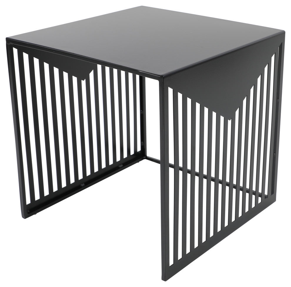 LeisureMod Cisco Modern Square Steel Side Table, Black