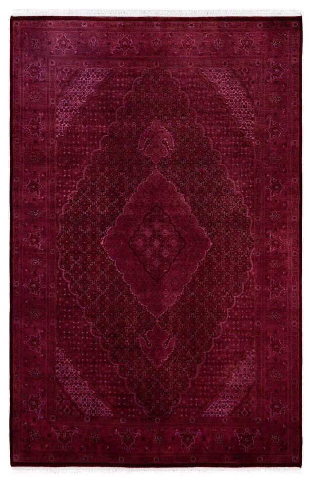 Overdyed One-of-a-Kind Hand-Knotted Area Rug Pink, 6' 1" x 9' 4"