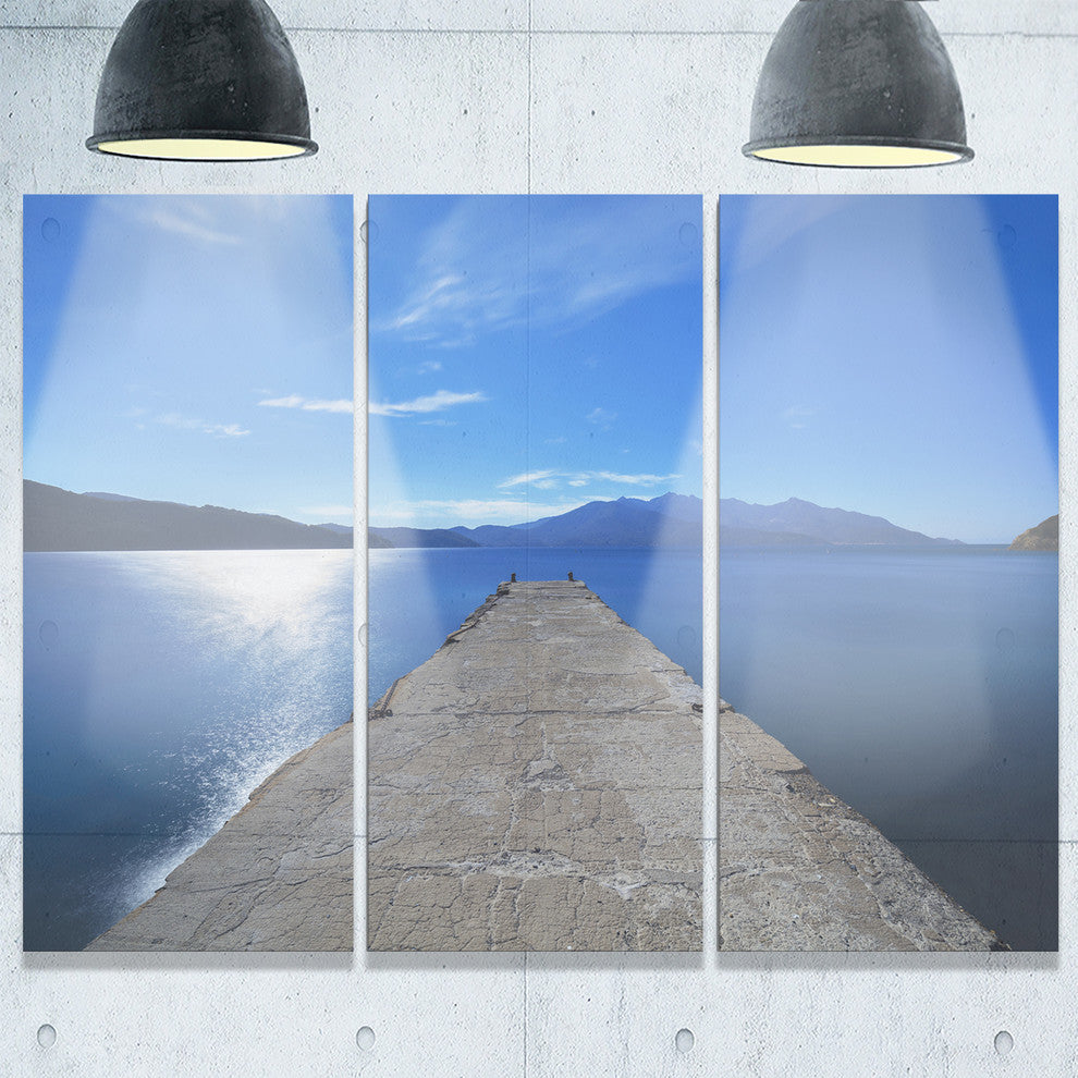 "Elba Island Pier and Capanne Mountain" Metal Wall Art, 3 Panels, 36"x28"
