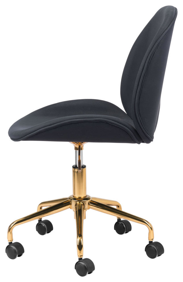 Computer Work Chair, Steel Metal, Fabric, Black, Gold, Home Business Office