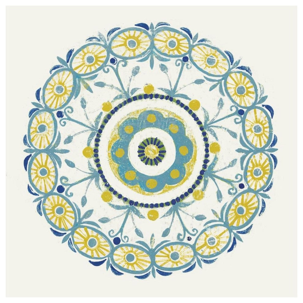 "Lakai Circle I Blue and Yellow" Digital Paper Print by Kathrine Lovell, 38"x38"