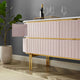 Console Entry Table Sideboard, Pink White, Velvet, Modern, Mid Century Lounge