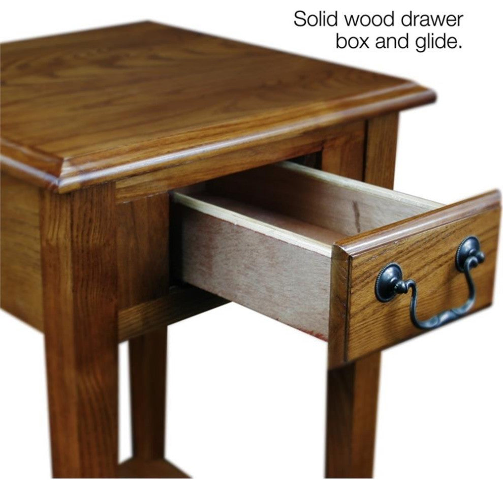 Leick Furniture Wood Shaker Square End Table in Medium Oak Finish