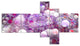 Red Fractal Molecule Pattern, Abstract Wall Art Canvas, 60"x32", 5 panels
