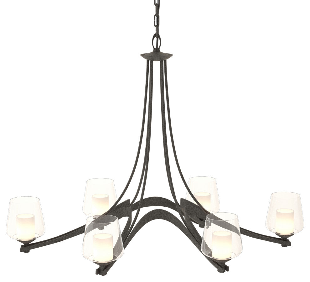 Oval Ribbon 6-Arm Chandelier, Natural Iron