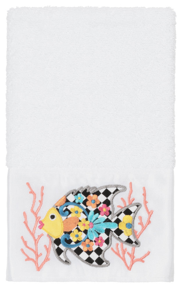 Linum Home Textiles Turkish Cotton Feliz 3-Piece Embellished Towel Set, White