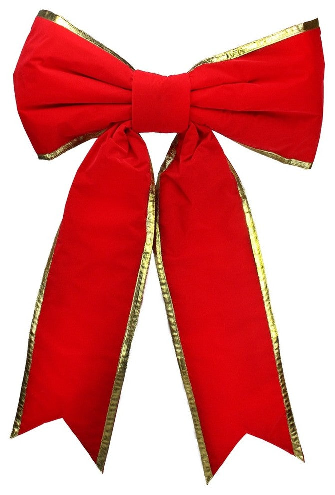 36"x50" Commercial Structural 2-Loop Red and Gold Outdoor Christmas Bow