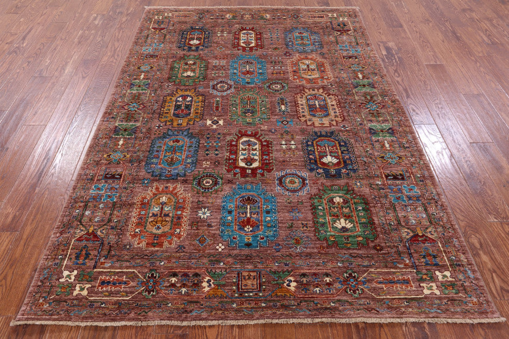 5' 8" X 8' 0" Fine Turkmen Ersari Handmade Wool Rug - Q12229
