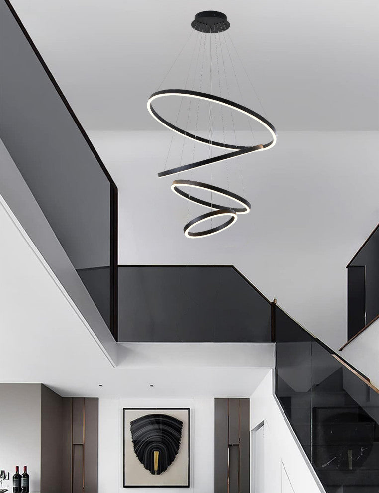 LED Chandelier, Matte Black