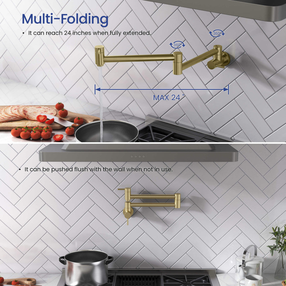Circular Pot Filler, Brushed Gold