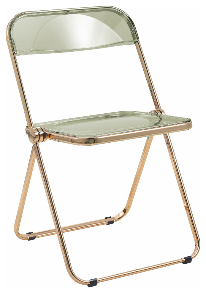 Lawrence Acrylic Folding Chair With Gold Frame, Amber