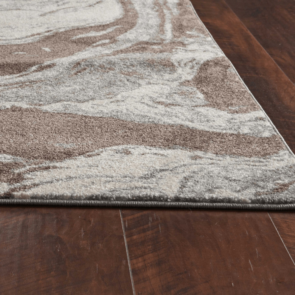 5' X 8' Mocha Marble Indoor Area Rug
