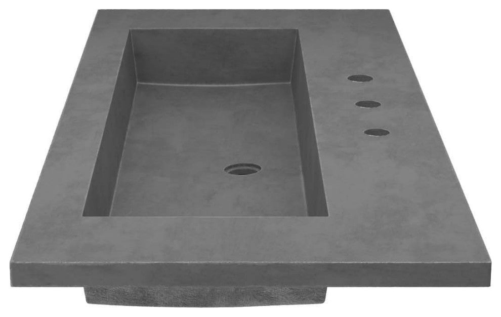 48" Capistrano Vanity Top with Integral Sink, Slate, 8" Widespread Faucet Holes