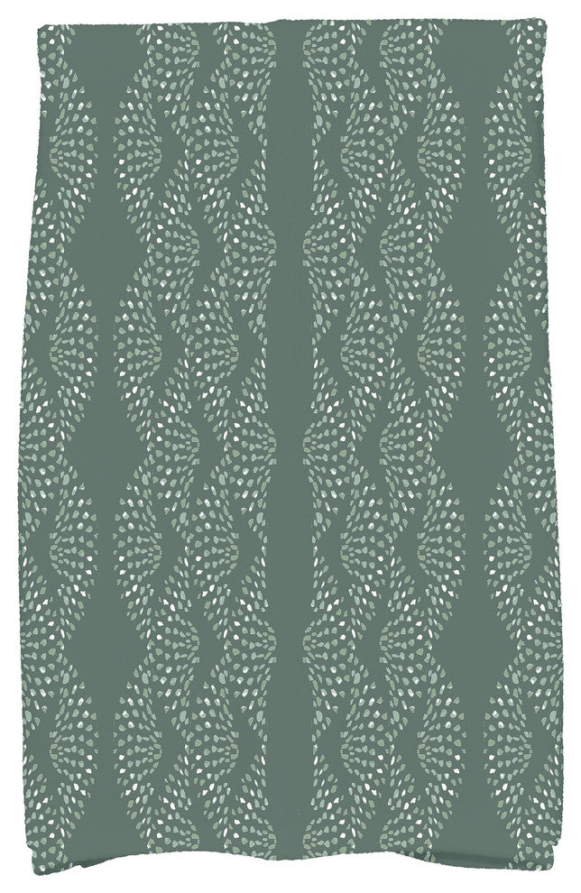 Dotted Decor 18"x30" Green Stripe Print Hand Towel