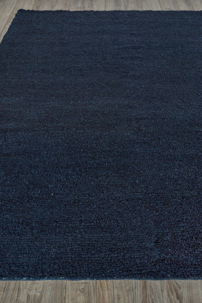 Borelli Handmade Hand Loomed Wool Navy Blue Area Rug, 10'x14'