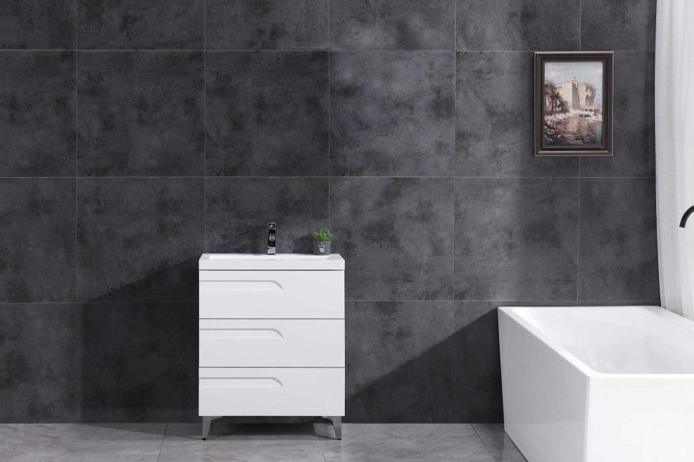 Freestanding Modern Vanity LV7B High Gloss, White, 36 in