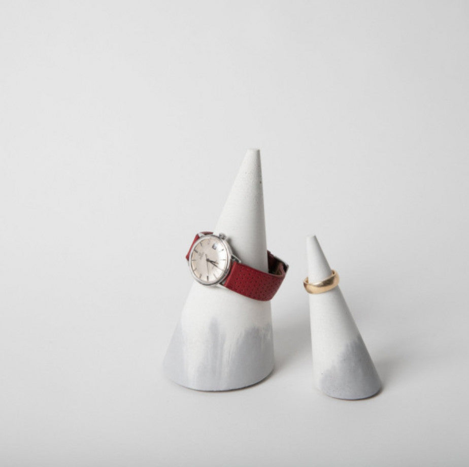 Jewelry Holder, Ring, 4.25"x1.75", Gray and White