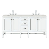 Addison 72" Double Vanity Cabinet, Glossy White, Lime Delight, Three-Hole
