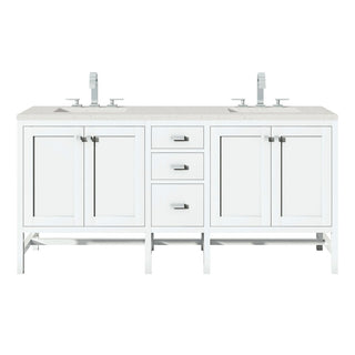 Addison 72" Double Vanity Cabinet, Glossy White, Lime Delight, Three-Hole