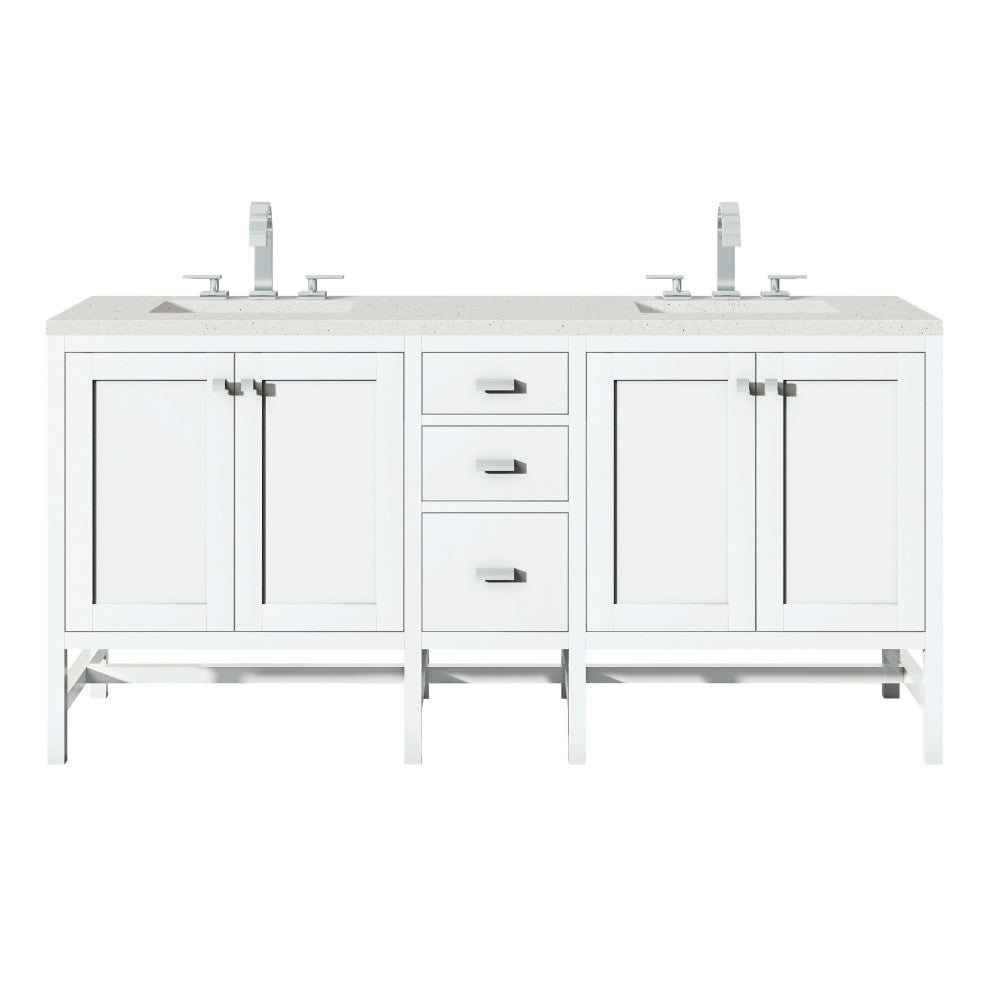 Addison 72" Double Vanity Cabinet, Glossy White, Lime Delight, Three-Hole