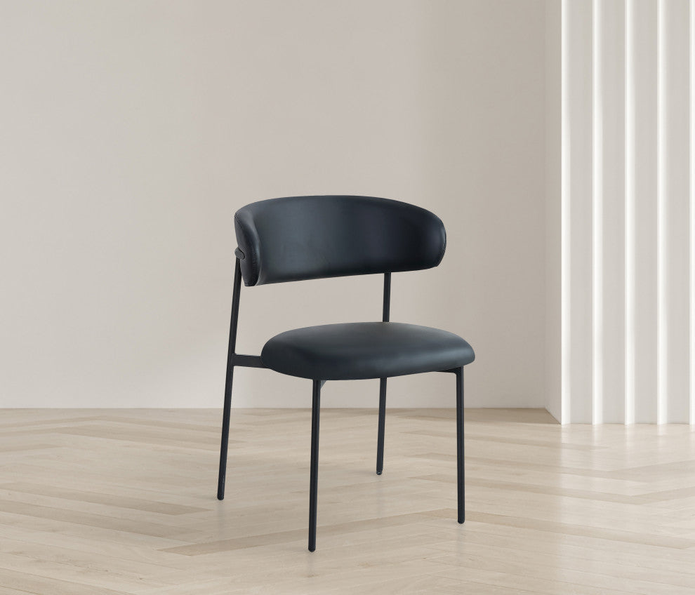Lupita Vegan Leather Dining Chair, Set of 2, Black, Matte Black Finish