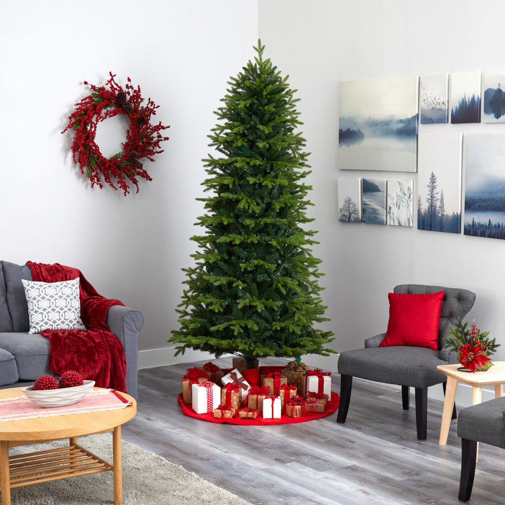 7.5' Belgium Fir Natural Look Faux Christmas Tree With 550 Clear LED Lights