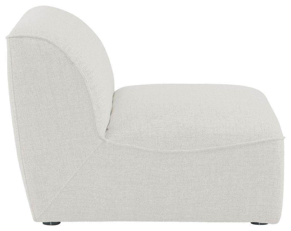 Miramar Linen Textured Fabric Upholstered Armless Chair, Cream