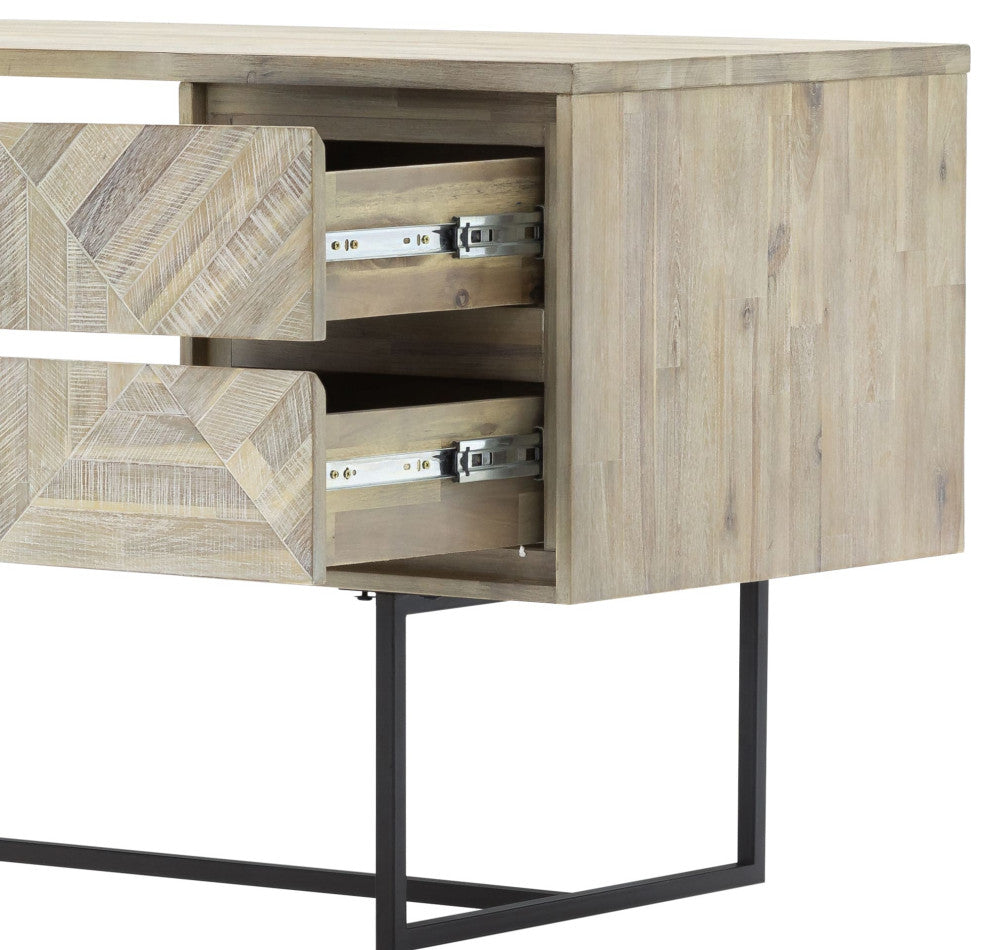 Peridot 2 Drawer Desk, Natural Acacia Wood