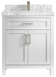 Cambridge 30 Single Sink Bath Vanity in White 2" Carrara Marble