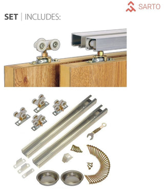 Planum 2102 Interior Closet Bypass Doors 64x80 White Silk Tracks Pulls Hardware