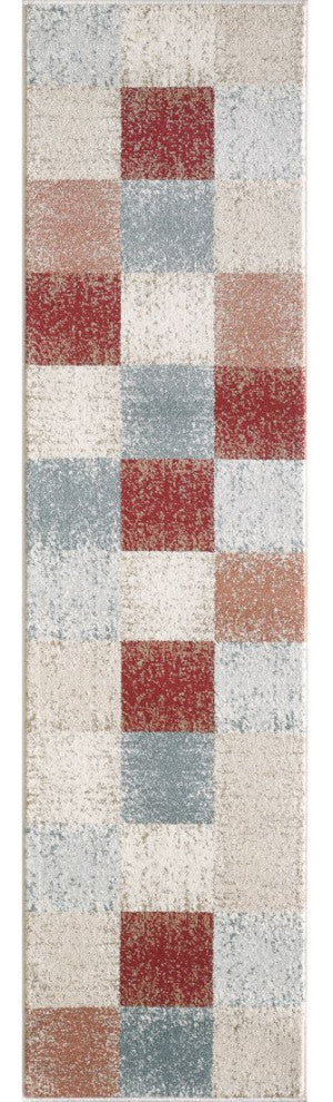 KAS Avalon 5616 Brown Checkered Area Rug, 2' x 7'7" Runner