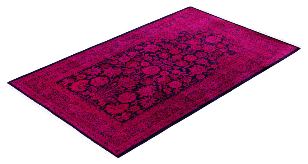 Overdyed One-of-a-Kind Hand-Knotted Area Rug Pink, 4' 1" x 6' 4"