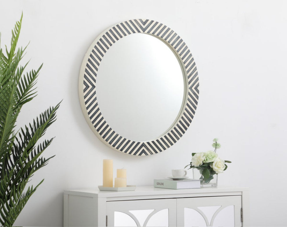Otto Round Mirror, 28", Chevron