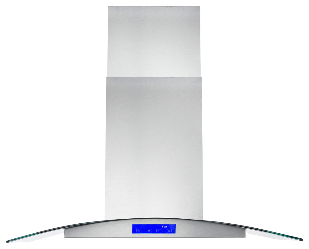 Cosmo 380 CFM Euro Stainless Steel Island Glass Range Hood With Permanent Filter