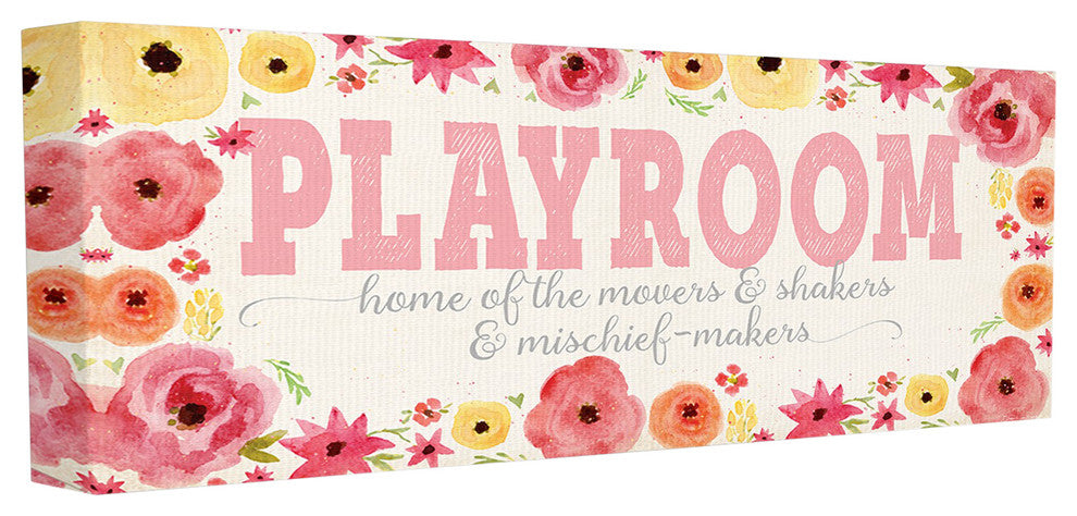 Stupell Ind. Home Of Mischief Makers Pink Canvas Art, 13"x30"