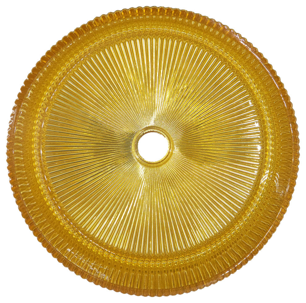 CastelloUSA Cowrie Tempered Glass Crystal Round Bathroom Vessel Sink, Gold, 16"