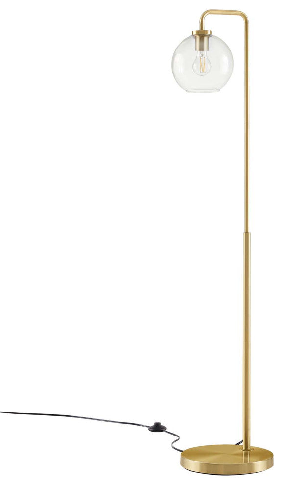 Floor Lamp Light, Gold, Glass, Metal, Modern, Mid Century Bistro Hospitality