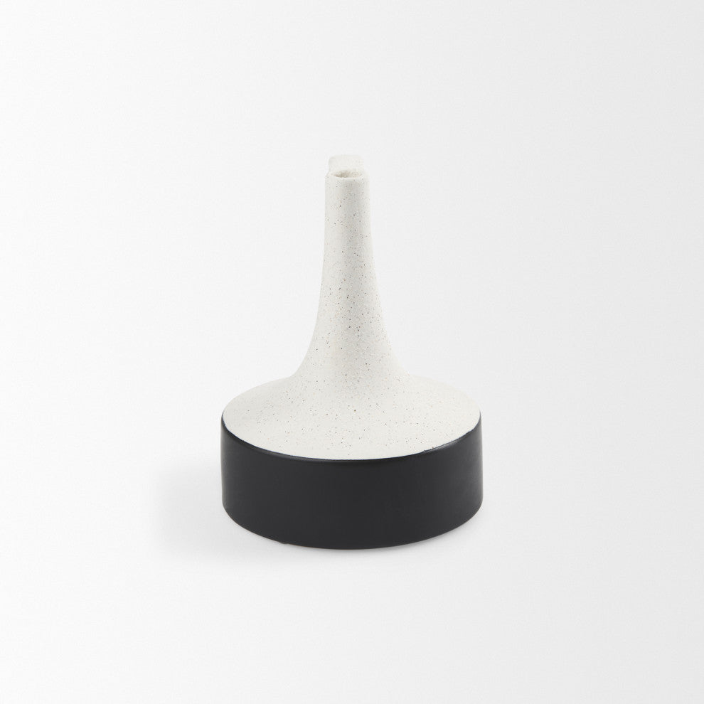 Burton 8.3H Small White and Black Ceramic Jug Vase