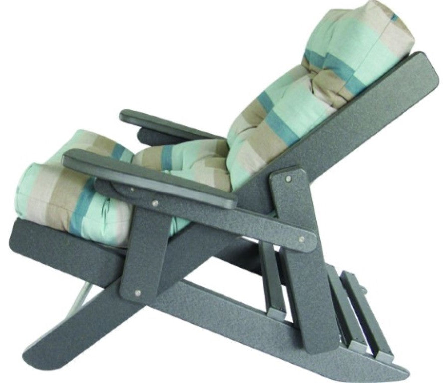 Folding and Reclining Siesta Chair, Poly Lumber, Dark Gray, Gateway Mist