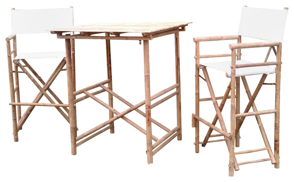 Director High Square 3-Piece Table Set, White, Natural
