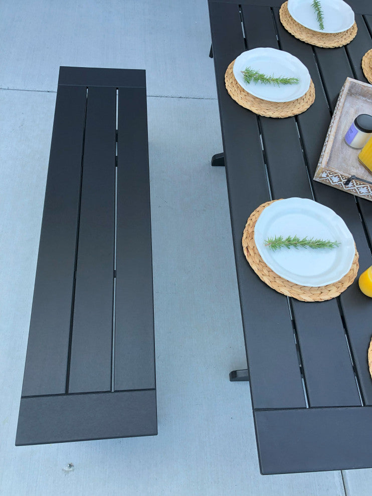LuXeo Tuscany HDPE Dining Set, Black, 6-Piece