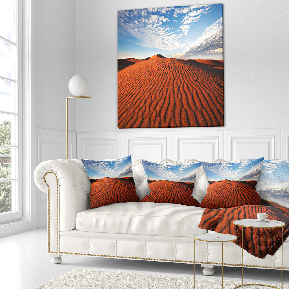 Sahara Dunes Under Bright Sky Landscape Printed Throw Pillow, 16"x16"