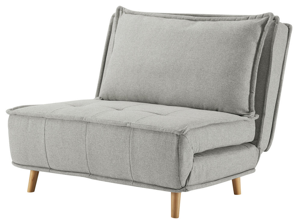 Modern Fabric Upholstered Convertible Sofa Bed Folding Sleeper Chair, Light Gray