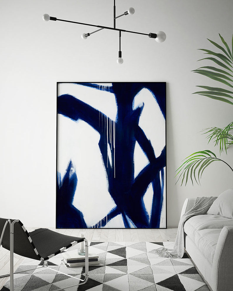 True Blue Art block Framed Canvas, 22"x28"
